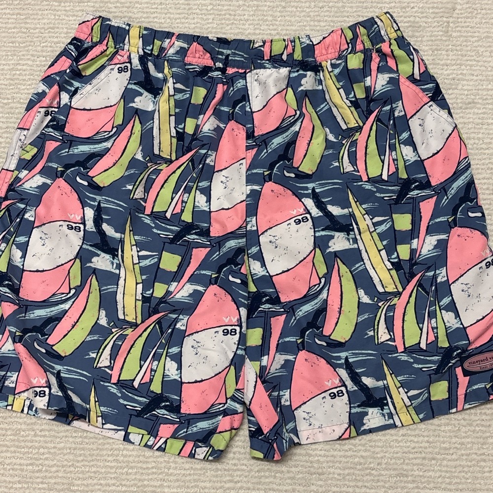 Vineyard Vines Mesh Lined Swim Shorts Trunks Mens Large All‎ Over Sailboat Print